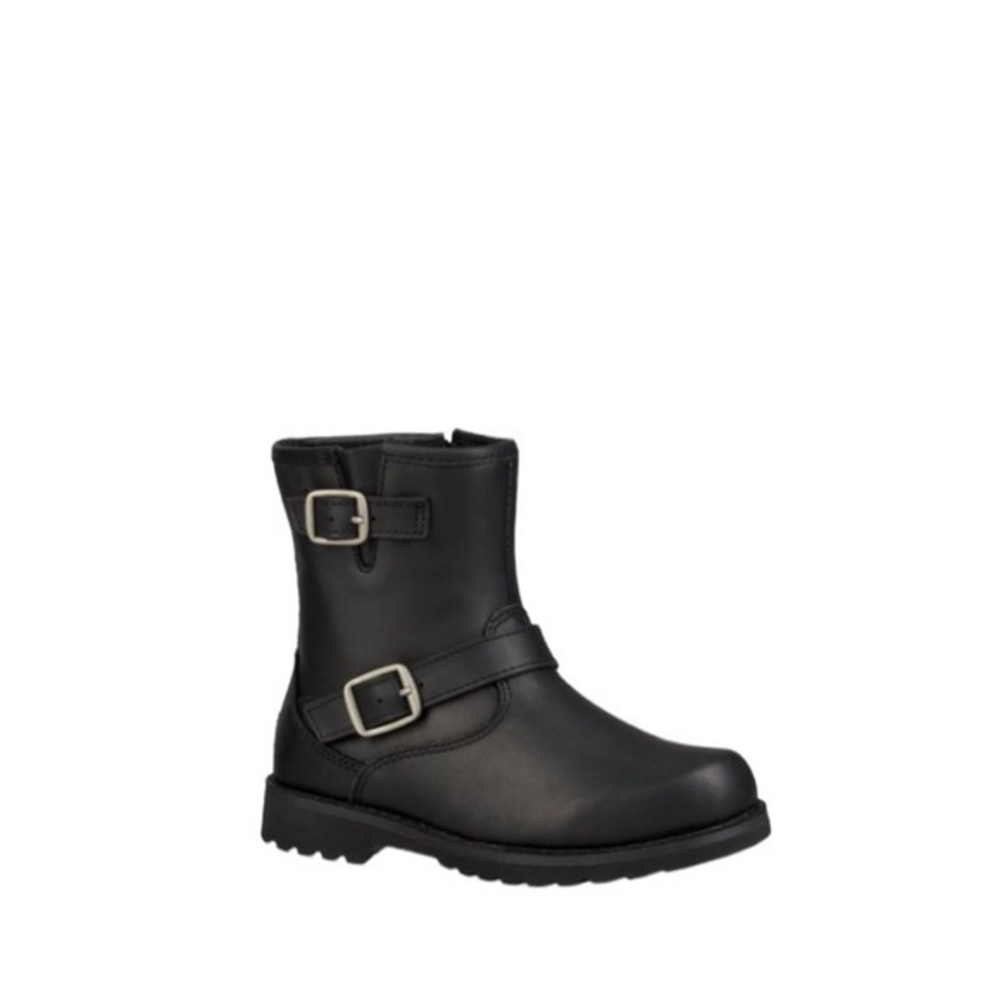 UGG Harwell Black Leather‎ Buckle Moto Winter Boots